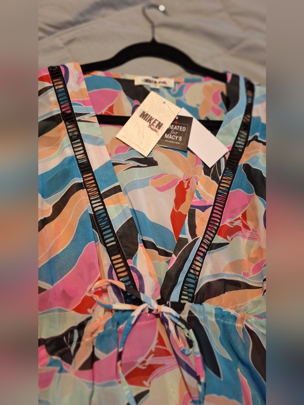 Miken Floral Kimono Swim Cover-Up Dress | Vibrant Print - Picture 6 of 6